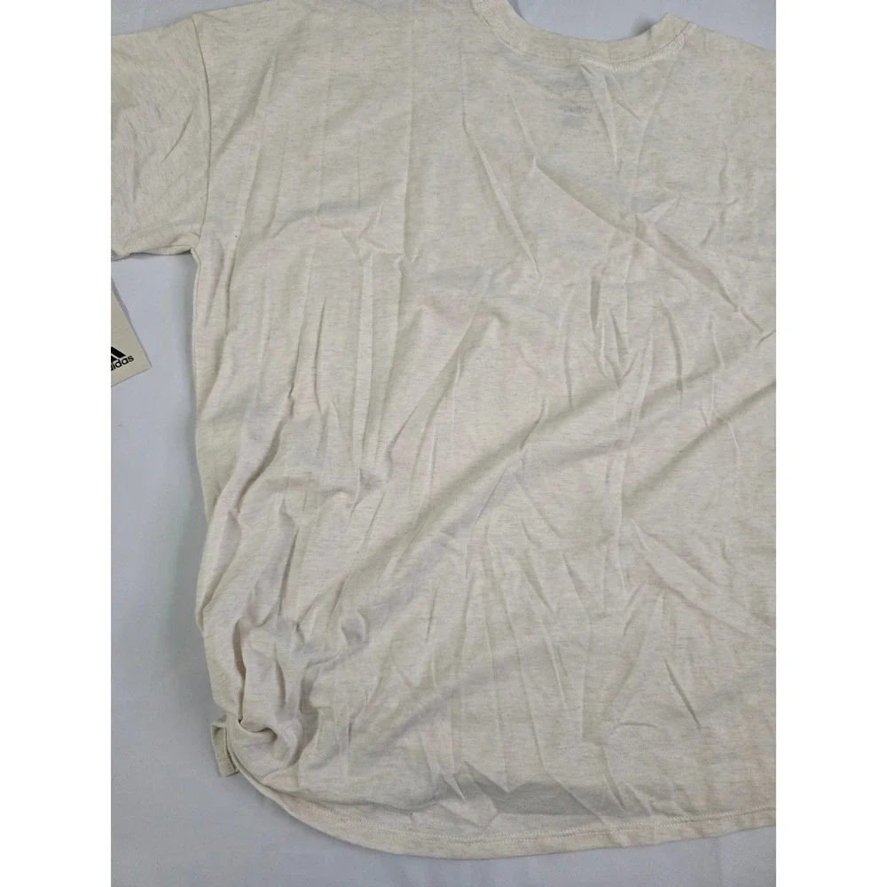 Adidas Girls XL Loose Fit Graphic T-Shirt Tan Heather Side Tie AA3189 NWT